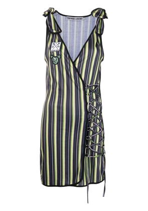 Chopova Lowena lace-up stripe-print wrap dress - Green