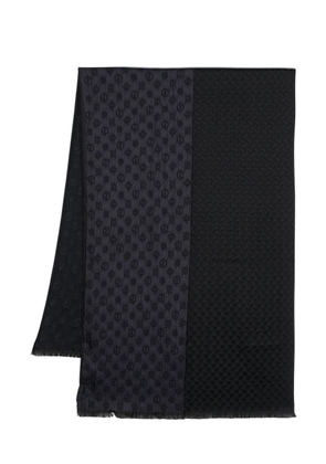 Giorgio Armani monogram-jacquard silk-blend scarf - Blue