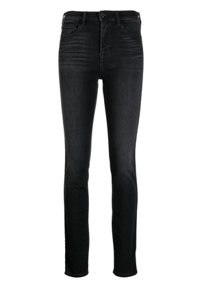 Emporio Armani logo-embroidered skinny jeans - Black
