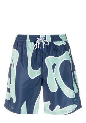 Jacob Cohën abstract-print swim shorts - Blue