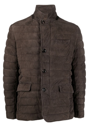 Moorer padded leather jacket - Brown