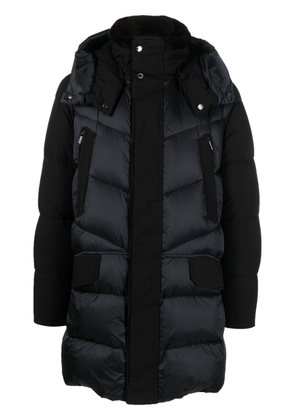 Moorer quilted shearling-collar padded jacket - Blue