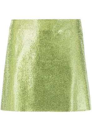 Nuè rhinestone-embellished silk mini skirt - Green