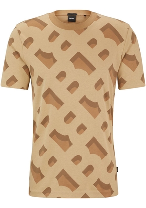 BOSS monogram-jacquard short-sleeve T-shirt - Neutrals
