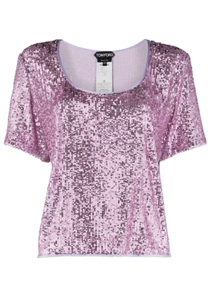 TOM FORD sequin short-sleeve top - Purple