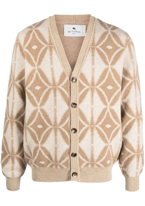 ETRO patterned-jacquard wool cardigan - Neutrals