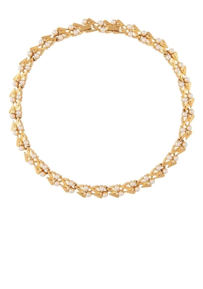 Susan Caplan Vintage 1960s Trifari pearl-embellished articulated link necklace - Gold
