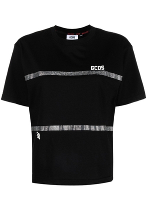 Gcds rhinestone-striped T-shirt - Black