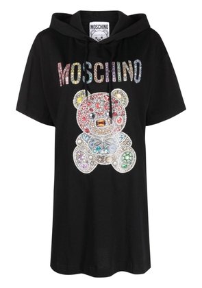 Moschino bejewelled teddy bear hooded dress - Black