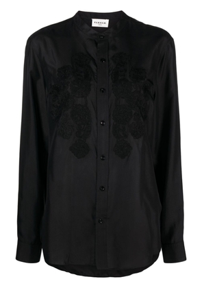 P.A.R.O.S.H. floral-embroidery silk shirt - Black