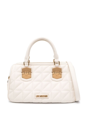 Love Moschino logo-lettering quilted tote bag - White