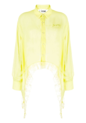 izzue logo-print transparent blouse - Yellow