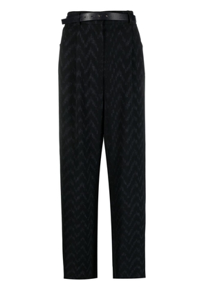 Giorgio Armani chevron-print wide-leg trousers - Black