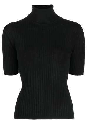 N.Peal roll-neck cashmere ribbed top - Black