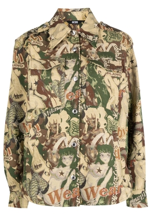 Gcds Hentai jacquard-pattern shirt jacket - Green
