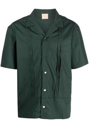 Drôle De Monsieur pleat-detail short-sleeved shirt - Green