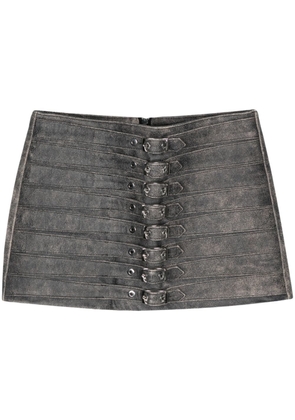 Manokhi buckle-detailed mini leather skirt - Grey