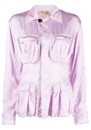 Nº21 cargo-pocket satin shirt - Purple