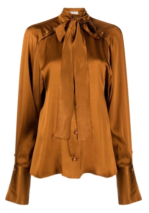 Palmer//Harding pussy-bow satin blouse - Brown