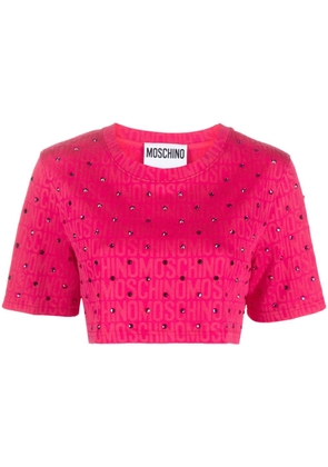 Moschino logo-print cropped T-shirt - Pink