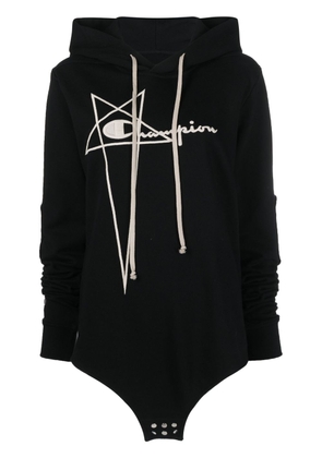Rick Owens X Champion logo-embroidered organic-cotton hoodie - Black