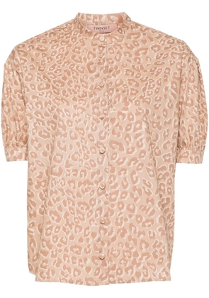 TWINSET animal-print cotton shirt - Neutrals