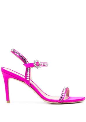 Stuart Weitzman crystal-embellished leather sandals - Pink