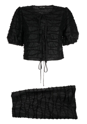tout a coup frayed knitted top and skirt set - Black