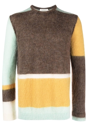 There Was One colour-block crew-neck jumper - Brown