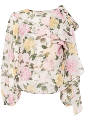 Sachin & Babi Charlotte floral-print organza blouse - Neutrals