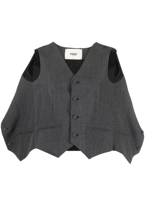 FENDI deconstructed pinstripe wool waistcoat - Grey