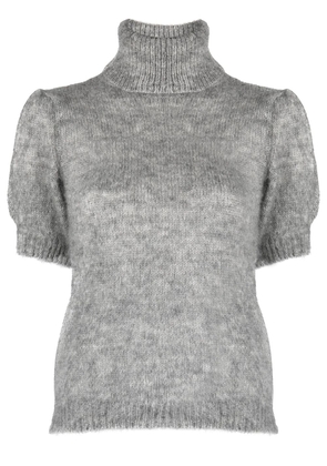 P.A.R.O.S.H. high-neck short-sleeve knit top - Grey