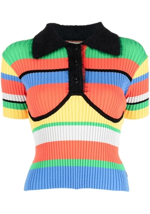 Andersson Bell ribbed-knit striped polo top - Orange