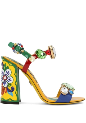 Dolce & Gabbana colour-block rhinestone-embellished sandals - Yellow