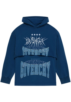 Givenchy logo-print layered cotton hoodie - Blue