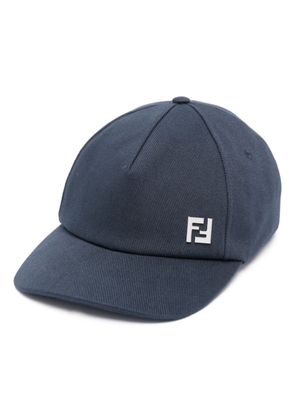 FENDI logo-plaque cotton baseball cap - Blue