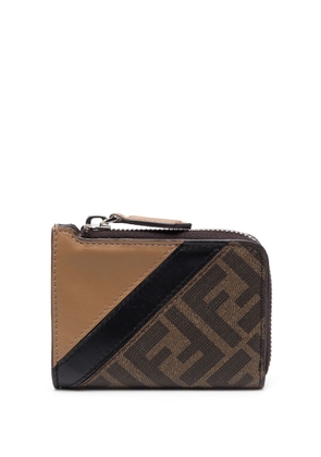 FENDI monogram-print leather wallet - Brown