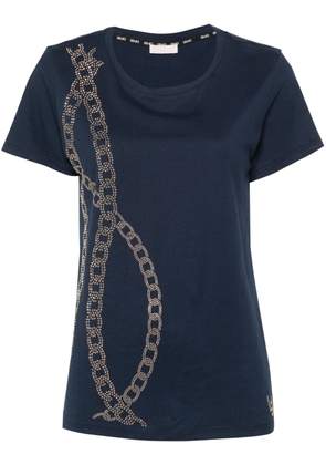 LIU JO chain-link bead-embellished T-shirt - Blue