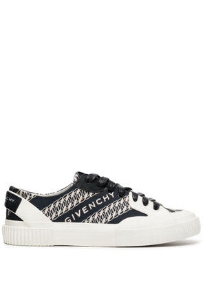 Givenchy logo-embroidered leather sneakers - Blue