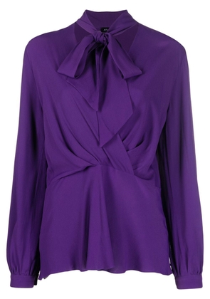 Atlein pussy-bow silk-blend blouse - Purple