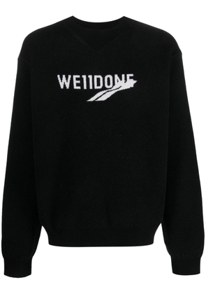We11done intarsia-knit logo wool jumper - Black