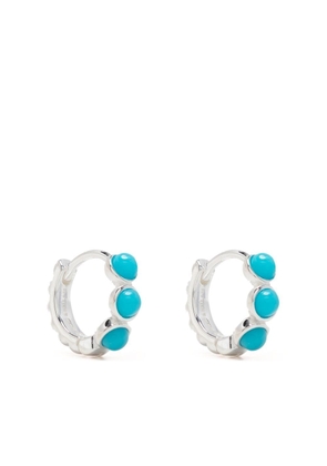DOWER AND HALL small turquoise huggie hoops - Silver