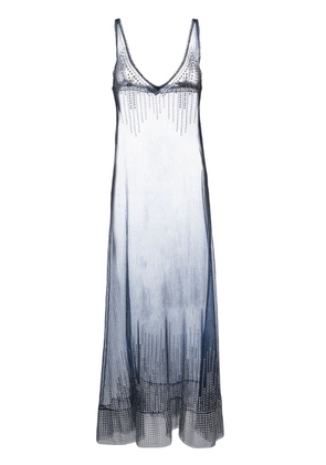 Rabanne stud-detailed sheer long dress - Blue