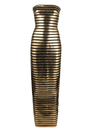 Balmain metallic striped maxi dress - Gold