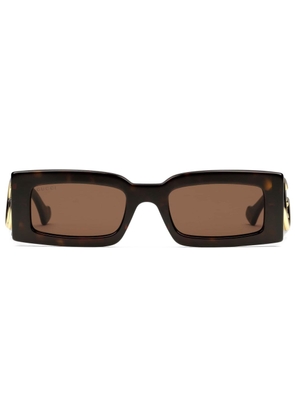 Gucci Eyewear Double G rectangle-frame sunglasses - Brown