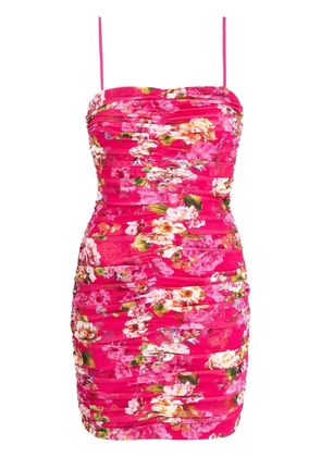 L'Agence floral print ruched mini dress - Pink