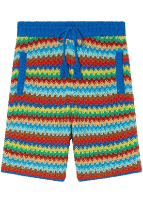 Alanui Over The Rainbow crochet-knit shorts - Blue