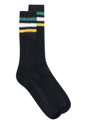 sacai striped-trim ribbed socks - Blue