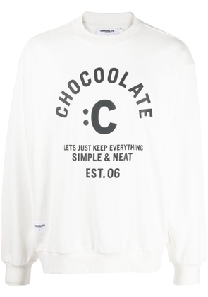 CHOCOOLATE slogan-print cotton sweatshirt - White