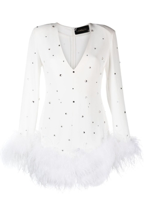 Loulou Amryn feather-trim minidress - White